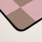 Checkered Check Checkerboard Pattern in Mocha Brown and Light Pink Desk Mat Gallery Image 4