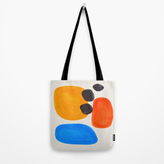 Minimalist Modern Mid Century Colorful Abstract Shapes Primary Colors Yellow Orange Blue Bubbles Tote Bag Gallery Image 2