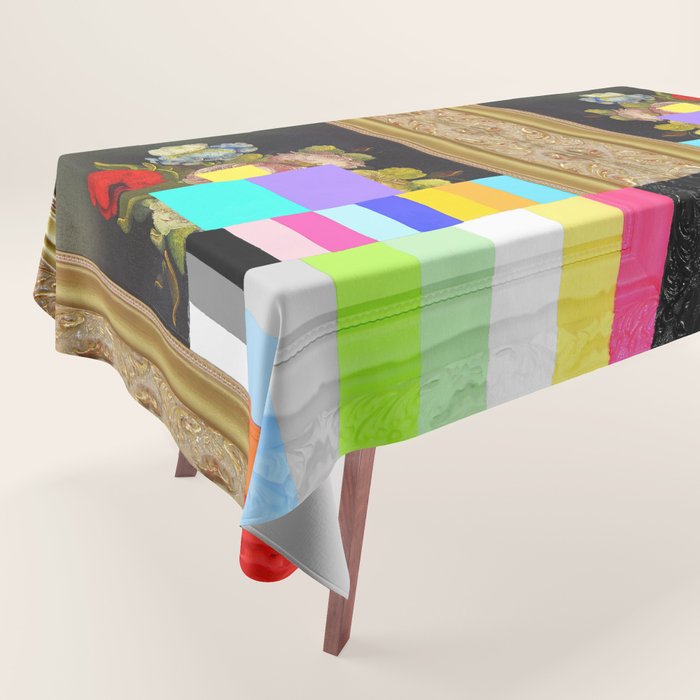 A Painting of Flowers With Color Bars Tablecloth Gallery Image 1