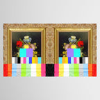 A Painting of Flowers With Color Bars Tablecloth Gallery Image 2