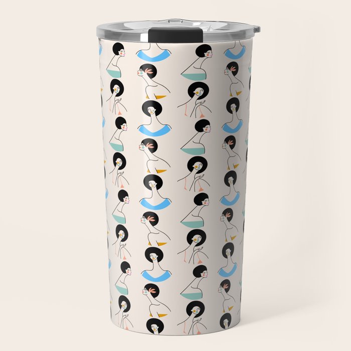 Retro Ladies Pattern Travel Mug Gallery Image 1