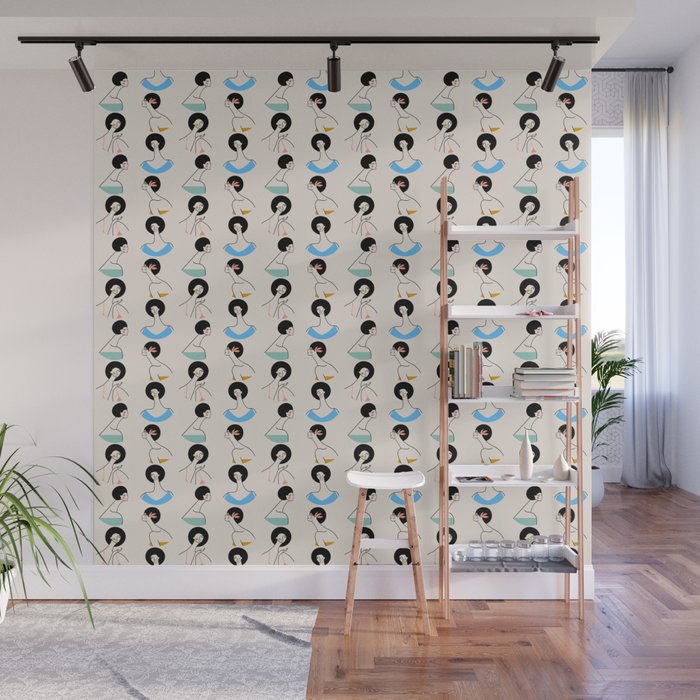Retro Ladies Pattern Wall Mural Gallery Image 1