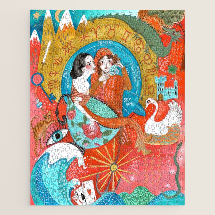 Spiritual tea leaf reading good fortune ladies Jigsaw Puzzle Gallery Image 1