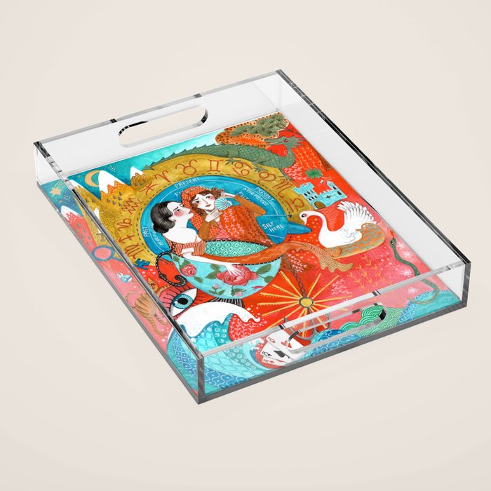 Spiritual tea leaf reading good fortune ladies Acrylic Tray Gallery Image 1