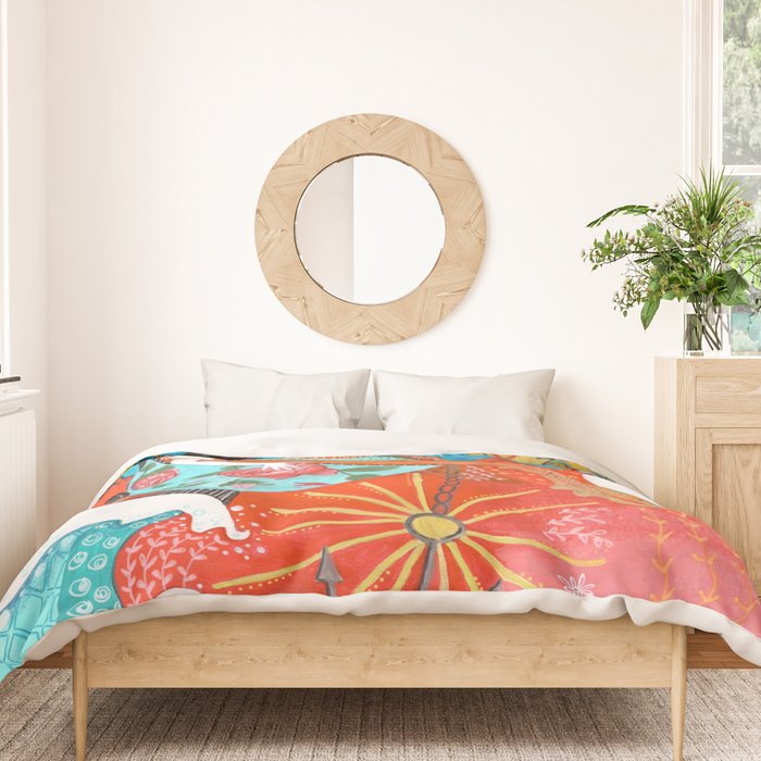 Spiritual tea leaf reading good fortune ladies Duvet Cover Gallery Image 3