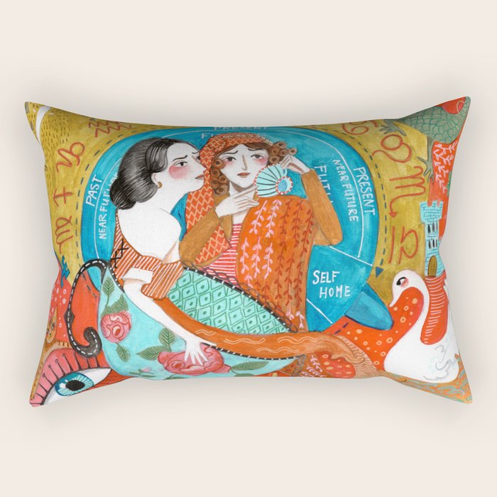 Spiritual tea leaf reading good fortune ladies Rectangular Pillow Gallery Image 2