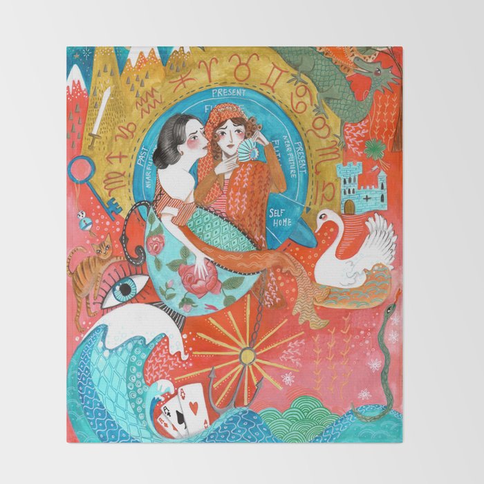 Spiritual tea leaf reading good fortune ladies Throw Blanket Gallery Image 2