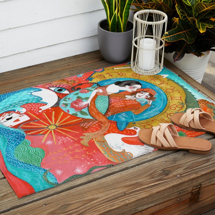 Spiritual tea leaf reading good fortune ladies Outdoor Rug Gallery Image 2