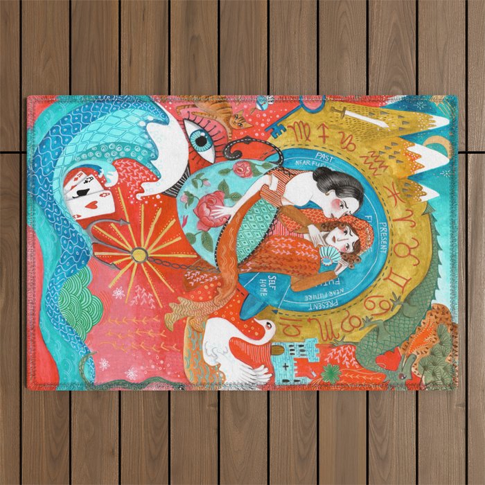 Spiritual tea leaf reading good fortune ladies Outdoor Rug Gallery Image 1