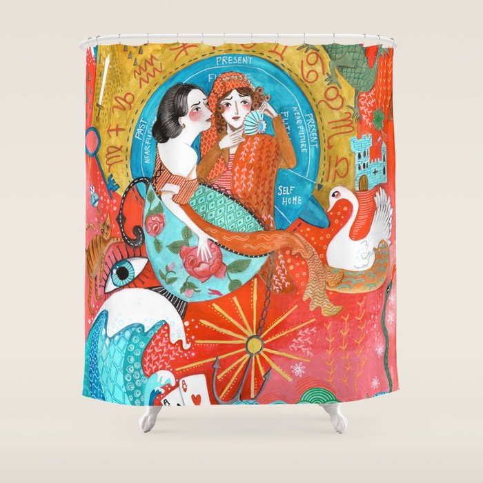 Spiritual tea leaf reading good fortune ladies Shower Curtain Gallery Image 1