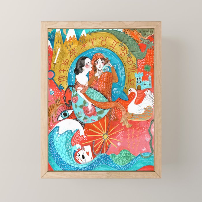 Spiritual tea leaf reading good fortune ladies Mini Art Print Gallery Image 1
