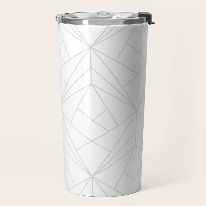 Geometric Soft Grey Silver Modern Pattern Travel Mug Gallery Image 2