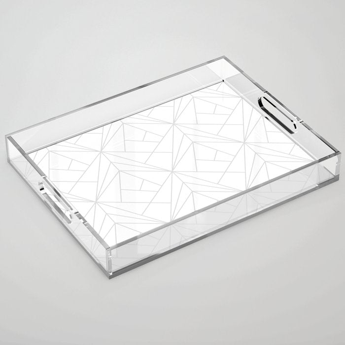 Geometric Soft Grey Silver Modern Pattern Acrylic Tray Gallery Image 1