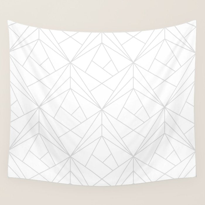 Geometric Soft Grey Silver Modern Pattern Wall Tapestry Gallery Image 4
