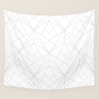 Geometric Soft Grey Silver Modern Pattern Wall Tapestry Gallery Image 4
