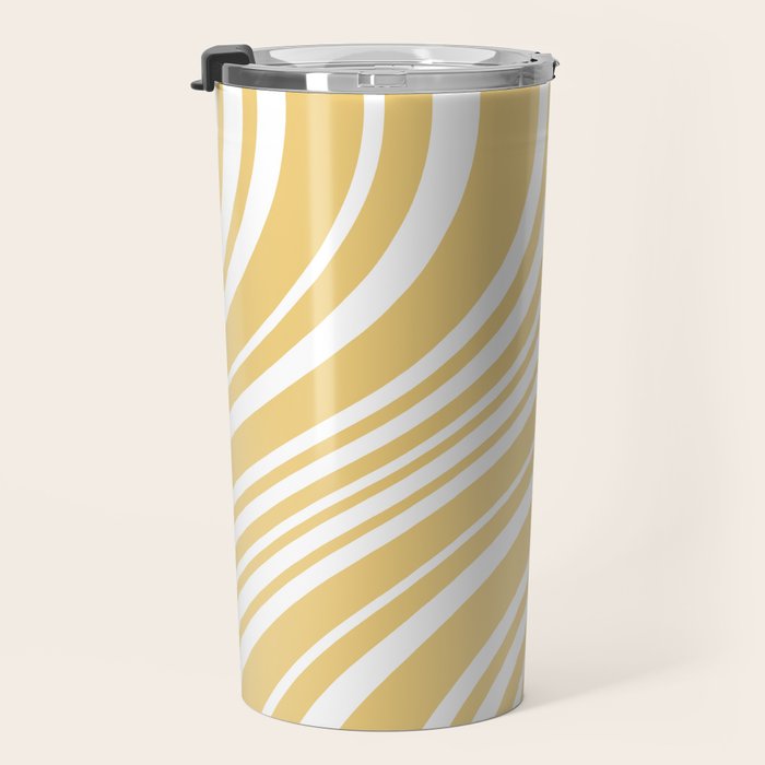 Wavy Stripes XLIV - Pastel Yellow Travel Mug Gallery Image 3