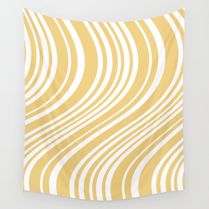 Wavy Stripes XLIV - Pastel Yellow Wall Tapestry Gallery Image 4