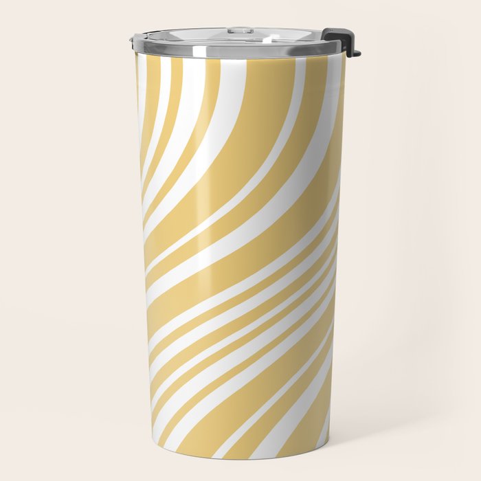 Wavy Stripes XLIV - Pastel Yellow Travel Mug Gallery Image 2