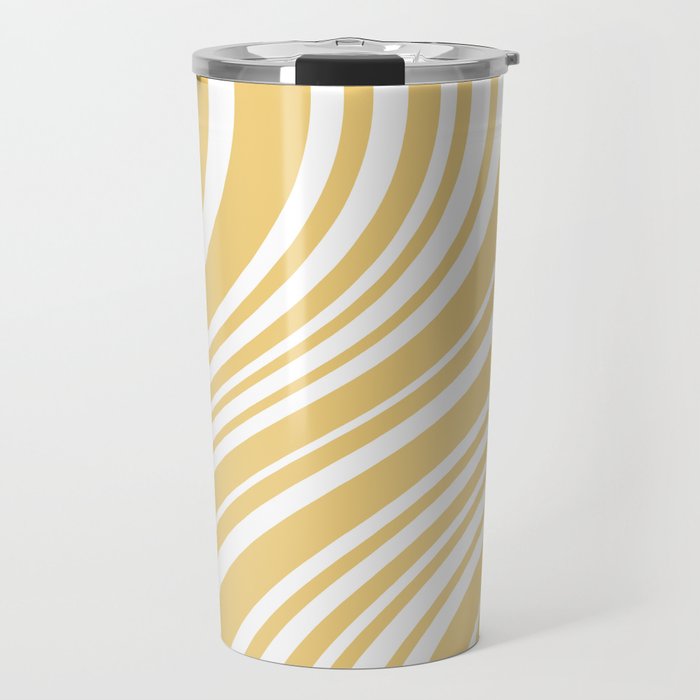 Wavy Stripes XLIV - Pastel Yellow Travel Mug Gallery Image 1