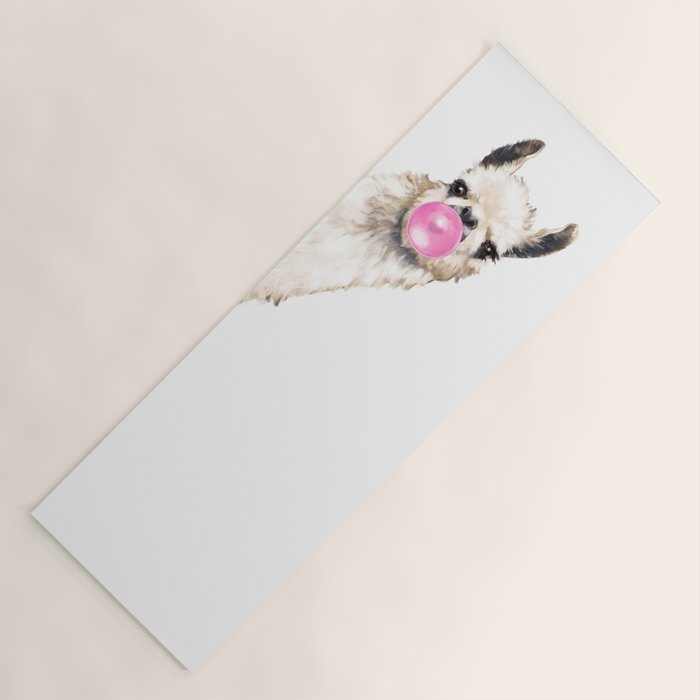 Bubble Gum Sneaky Llama Yoga Mat Gallery Image 1