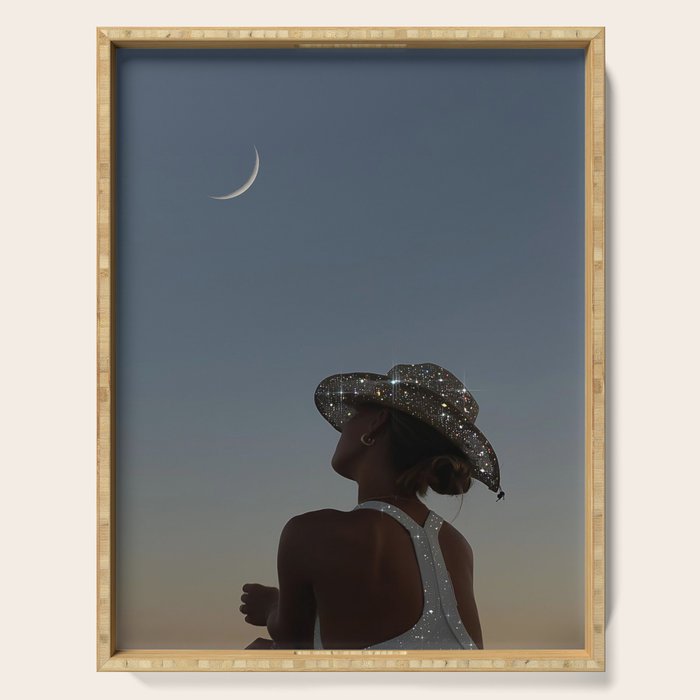 MOON LIGHT | glitter art work by Yana Potter | digital | collage | sparkle and shine | moon light  Serving Tray Gallery Image 1