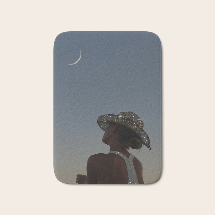 MOON LIGHT | glitter art work by Yana Potter | digital | collage | sparkle and shine | moon light  Bath Mat Gallery Image 1