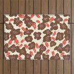 Bold flowers in my garden brown on offwhite Outdoor Rug Gallery Image 1