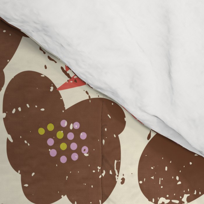 Bold flowers in my garden brown on offwhite Comforter Gallery Image 4