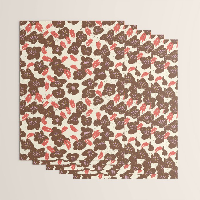 Bold flowers in my garden brown on offwhite Wrapping Paper Gallery Image 3
