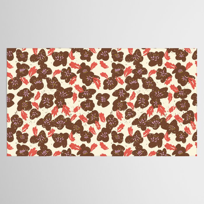 Bold flowers in my garden brown on offwhite Tablecloth Gallery Image 2
