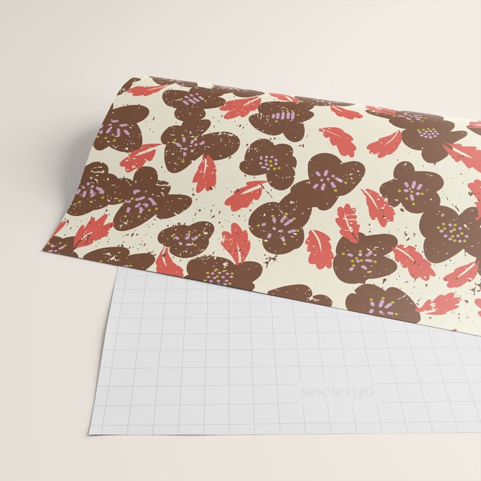 Bold flowers in my garden brown on offwhite Wrapping Paper Gallery Image 2