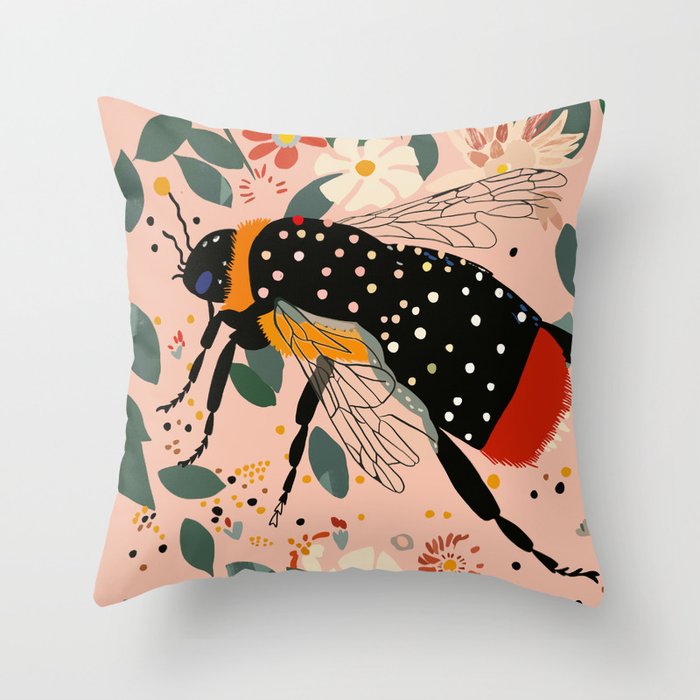 Floral Buzz Throw Pillow Gallery Image 1