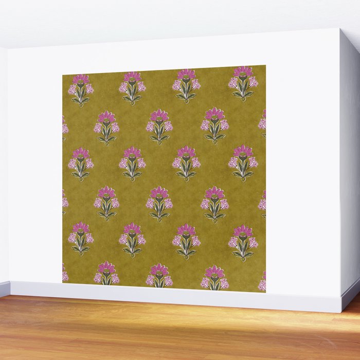 Block pink floral  Wall Mural Gallery Image 2