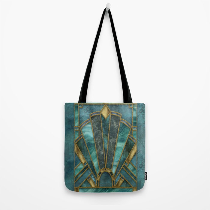 Elegant Stained Glass Art Deco Window With Marble And Gemstone Tote Bag Gallery Image 2