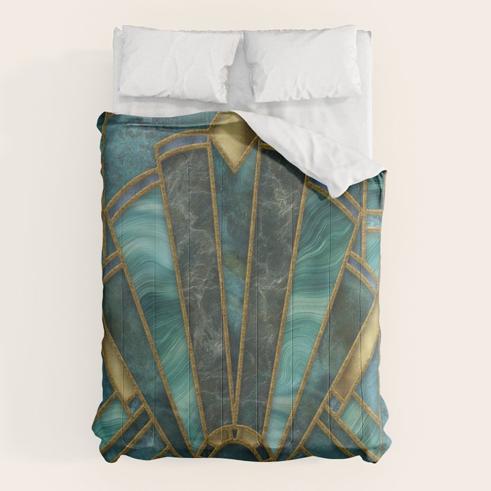 Elegant Stained Glass Art Deco Window With Marble And Gemstone Comforter Gallery Image 6