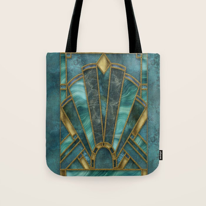 Elegant Stained Glass Art Deco Window With Marble And Gemstone Tote Bag Gallery Image 1