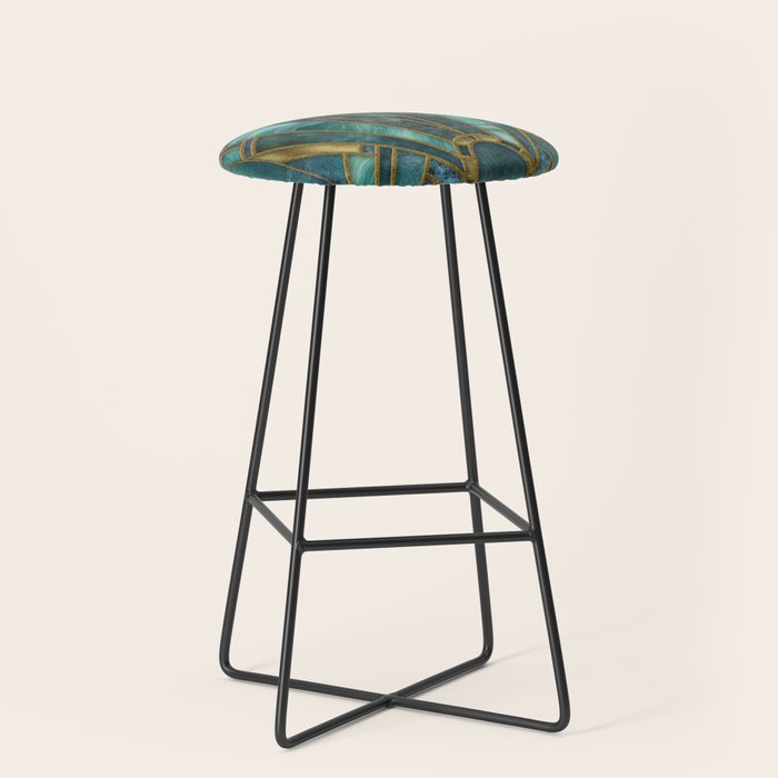 Elegant Stained Glass Art Deco Window With Marble And Gemstone Stool Gallery Image 1