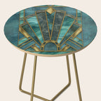 Elegant Stained Glass Art Deco Window With Marble And Gemstone Side Table Gallery Image 2