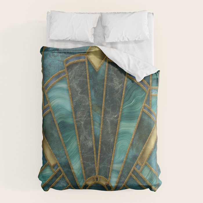 Elegant Stained Glass Art Deco Window With Marble And Gemstone Duvet Cover