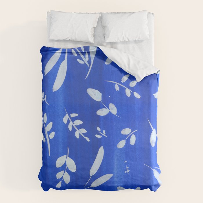 blue and white leaves Duvet Cover Gallery Image 6