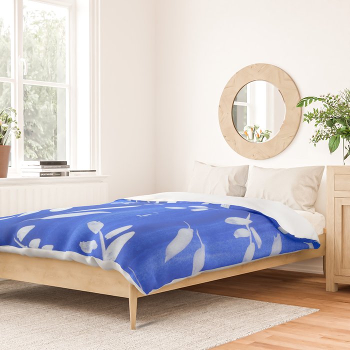 blue and white leaves Duvet Cover Gallery Image 2