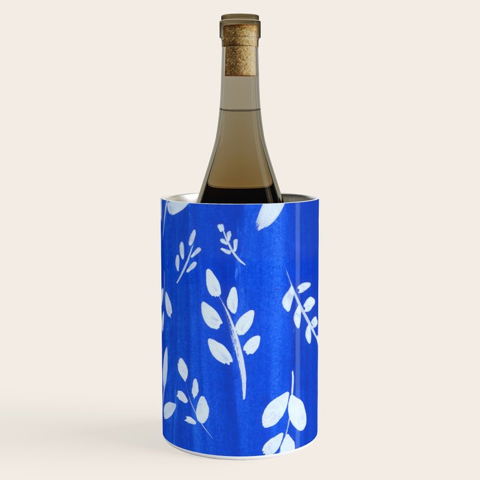 blue and white leaves Wine Chiller Gallery Image 2