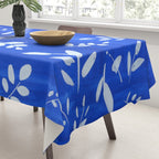 blue and white leaves Tablecloth Gallery Image 3