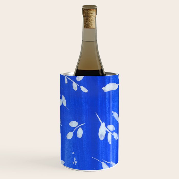 blue and white leaves Wine Chiller Gallery Image 3
