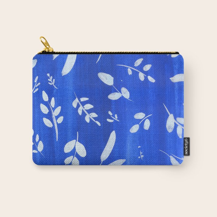 blue and white leaves Carry All Pouch Gallery Image 1