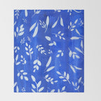 blue and white leaves Throw Blanket Gallery Image 2