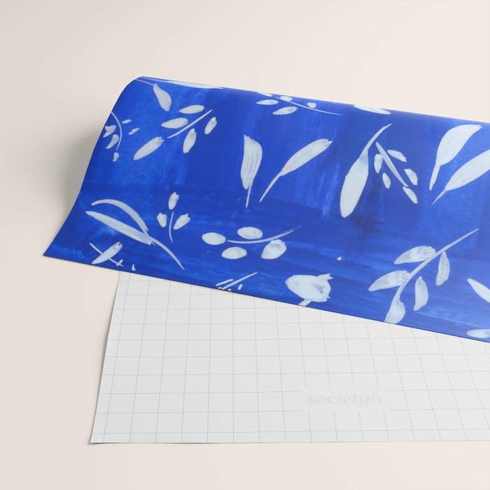 blue and white leaves Wrapping Paper Gallery Image 2
