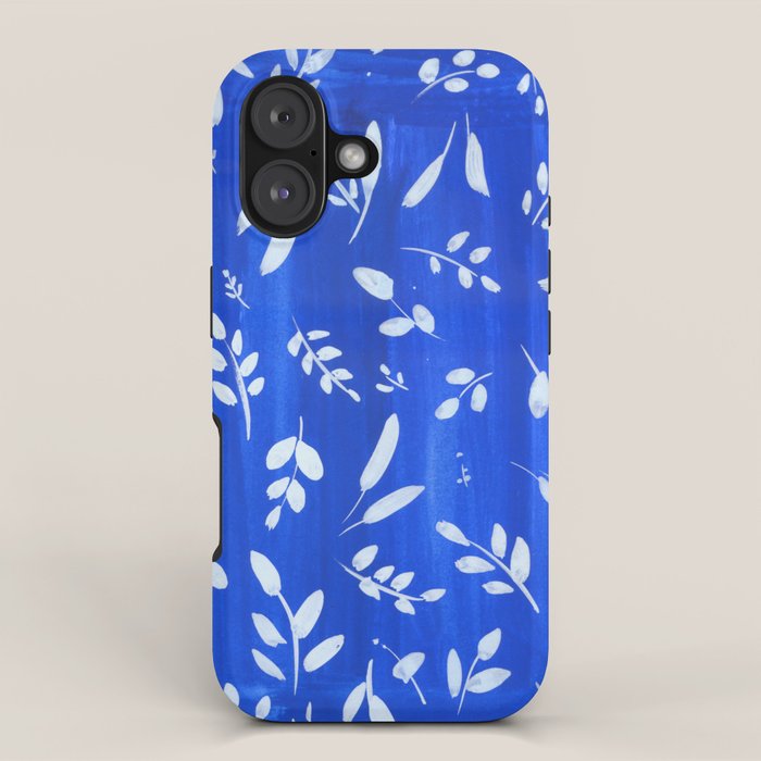 blue and white leaves iPhone Case Gallery Image 1