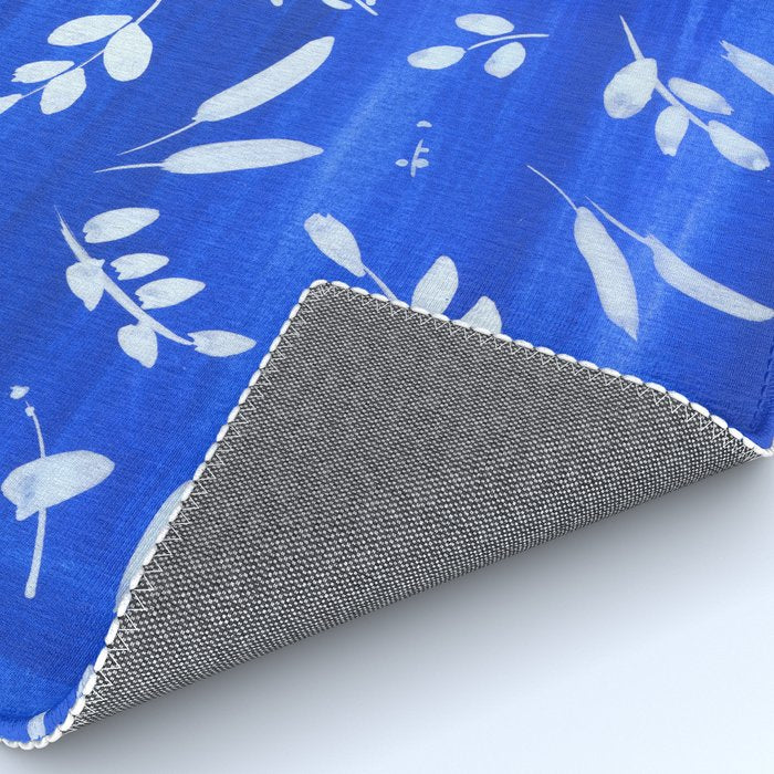blue and white leaves Rug Gallery Image 4