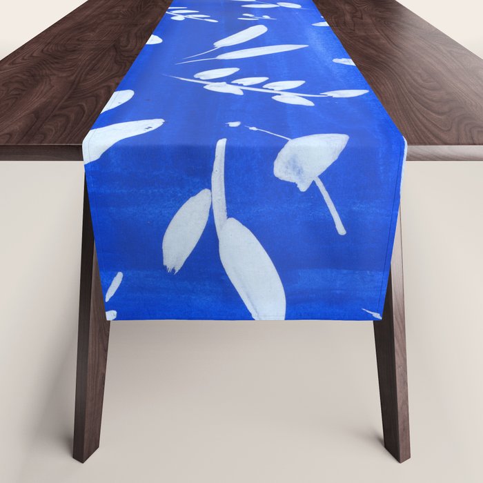 blue and white leaves Table Runner Gallery Image 1
